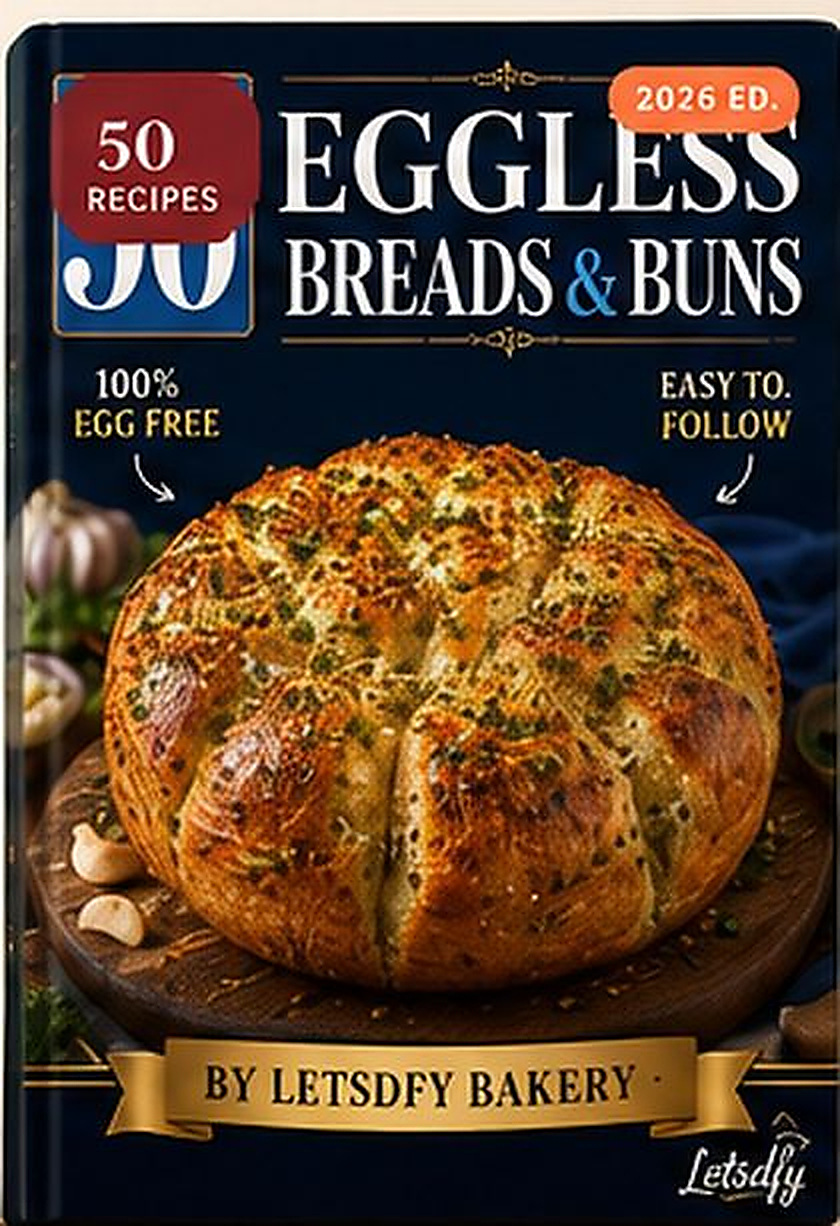 50 Eggless Breads & Buns recipe book cover